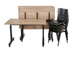  - verrijdbare klaptafel 160x80 cm zwart metalen frame [ blad naar keuze ]